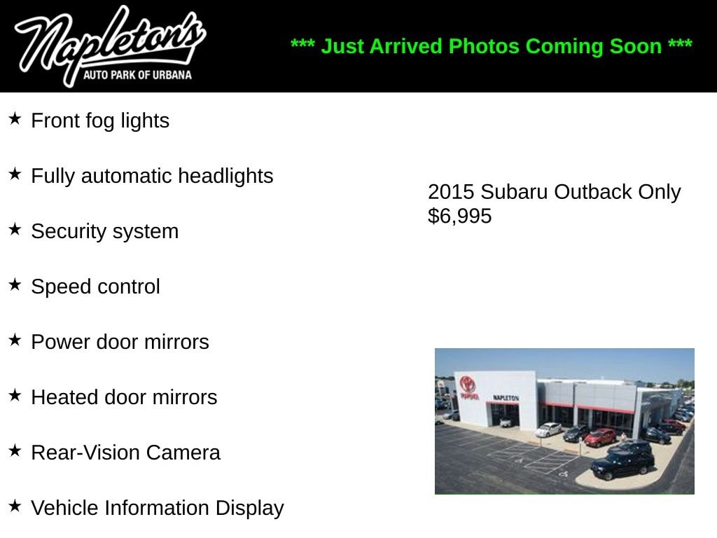 Used 2015 Subaru Outback Premium with VIN 4S4BSBCCXF3219975 for sale in Urbana, IL