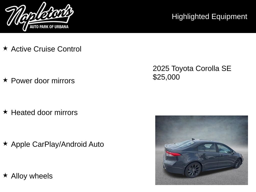 Used 2025 Toyota Corolla SE Sedan