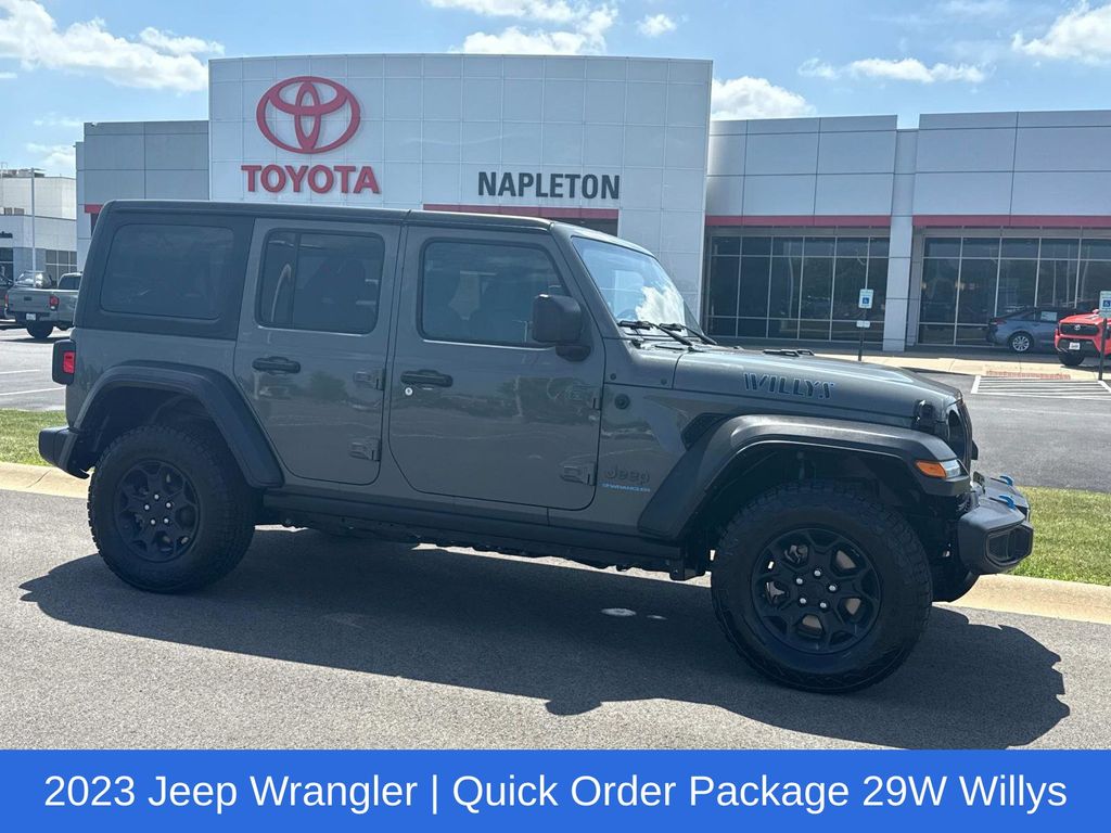 Used 2023 Jeep Wrangler 4xe Willys 4XE with VIN 1C4JJXN64PW661478 for sale in Urbana, IL