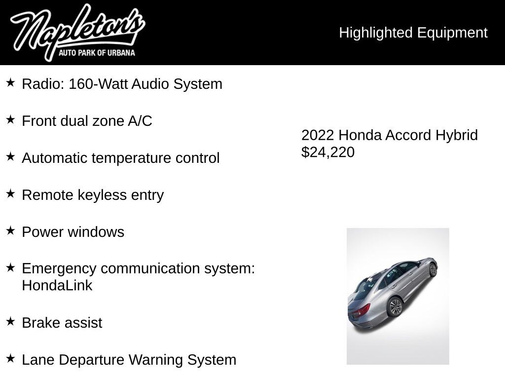 Used 2022 Honda Accord Hybrid Base Sedan