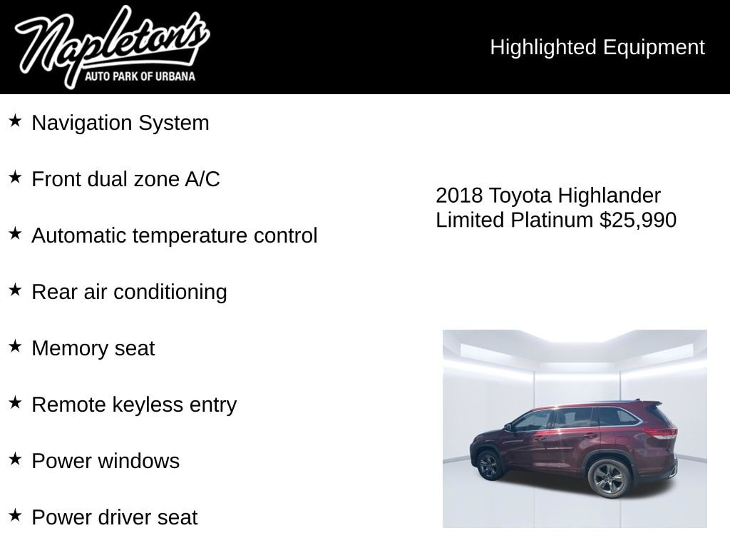 Used 2018 Toyota Highlander Limited Platinum SUV
