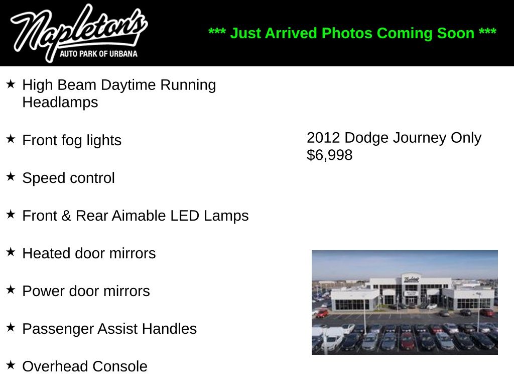 Used 2012 Dodge Journey SXT with VIN 3C4PDCBG2CT353765 for sale in Urbana, IL
