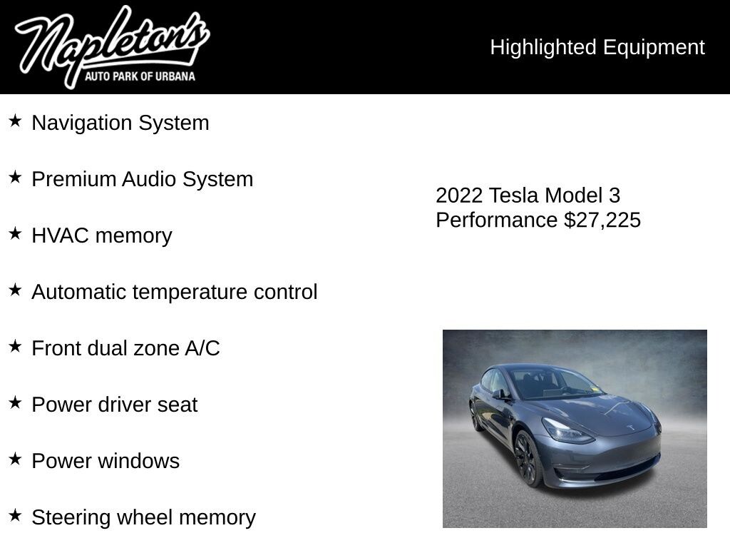 Used 2022 Tesla Model 3 Performance Sedan