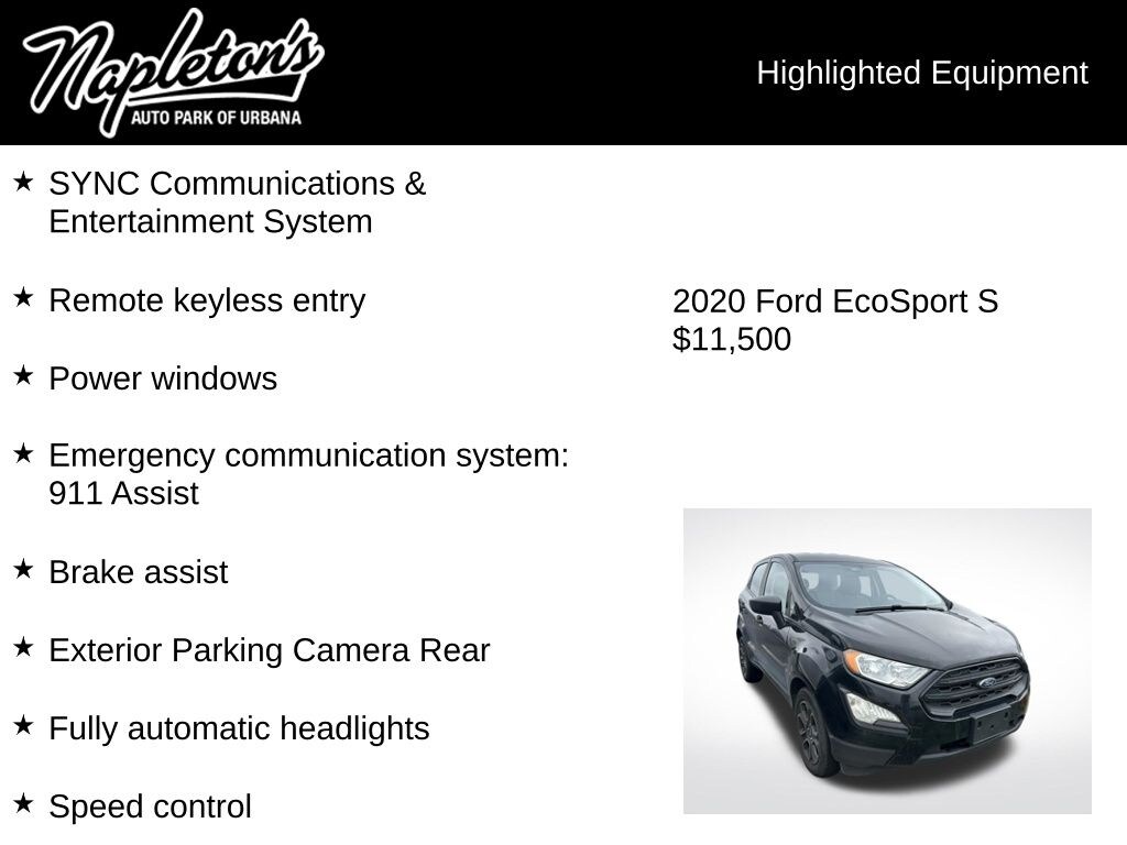 Used 2020 Ford EcoSport S SUV