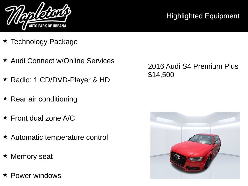 Used 2016 Audi S4 3.0T Premium Plus Sedan