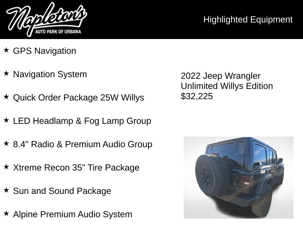 Used 2022 Jeep Wrangler Unlimited Willys SUV