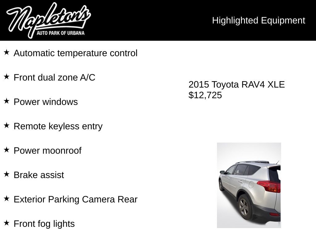 Used 2015 Toyota RAV4 XLE with VIN JTMWFREV5FJ048114 for sale in Urbana, IL