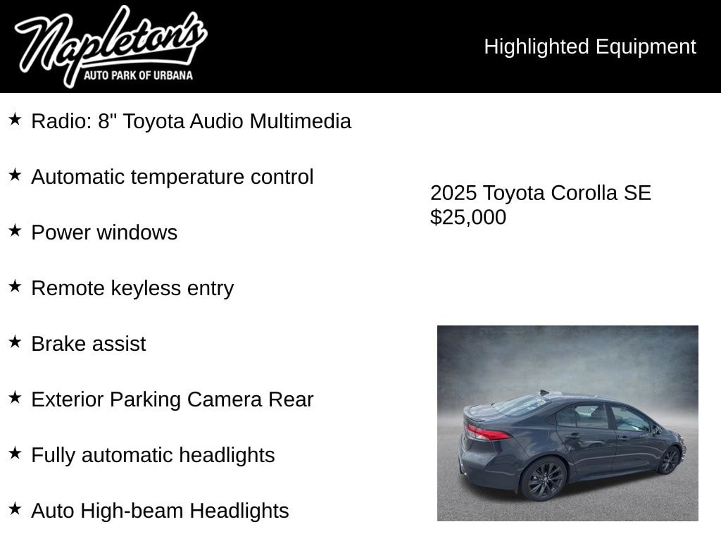 Used 2025 Toyota Corolla SE Sedan