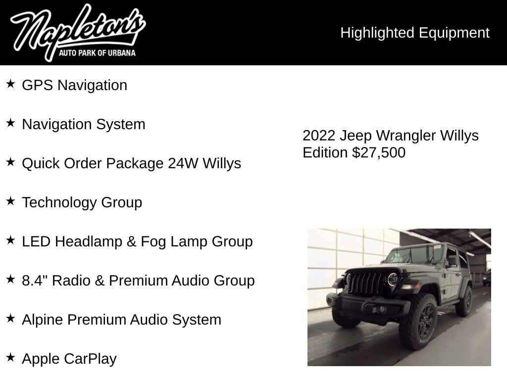 Used 2022 Jeep Wrangler Willys SUV