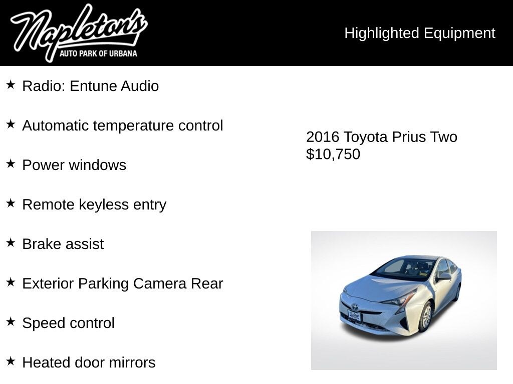 Used 2016 Toyota Prius Two Hatchback