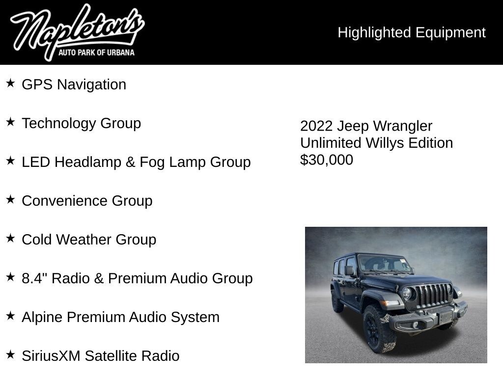 Used 2022 Jeep Wrangler Unlimited Willys SUV
