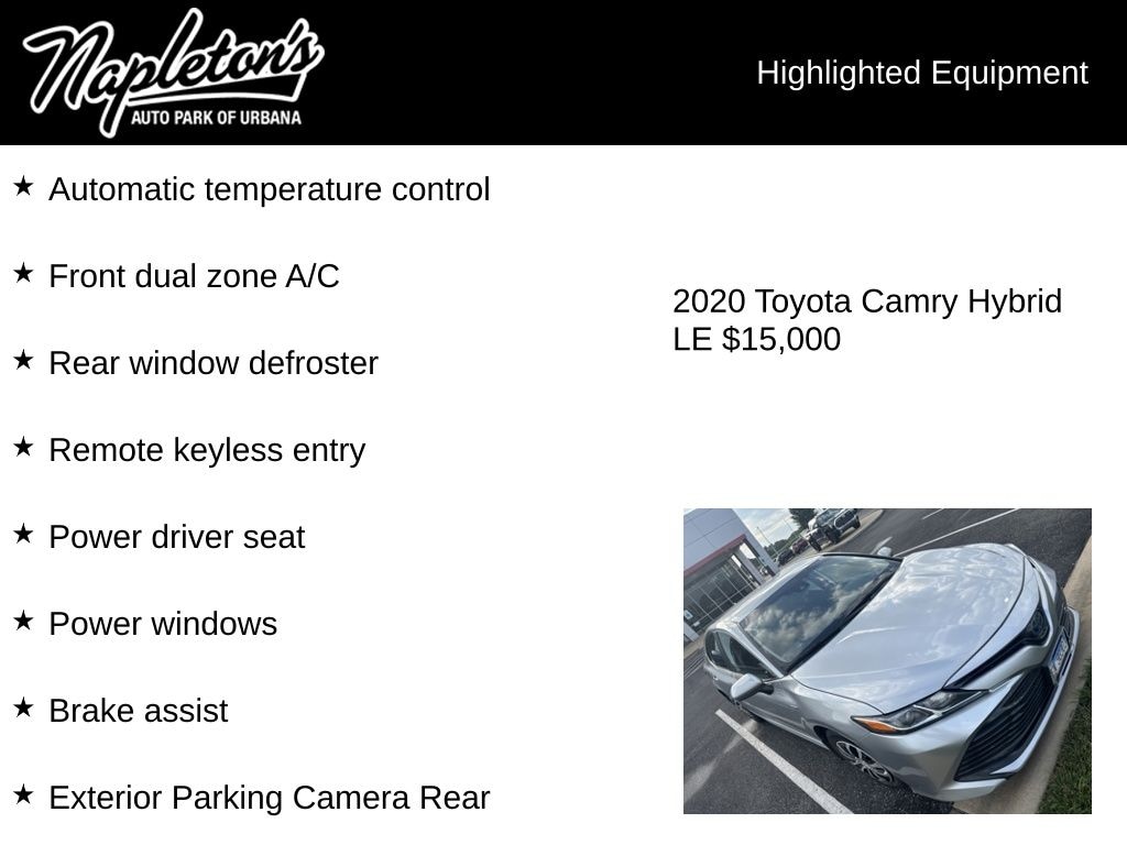 Used 2020 Toyota Camry Hybrid LE Sedan