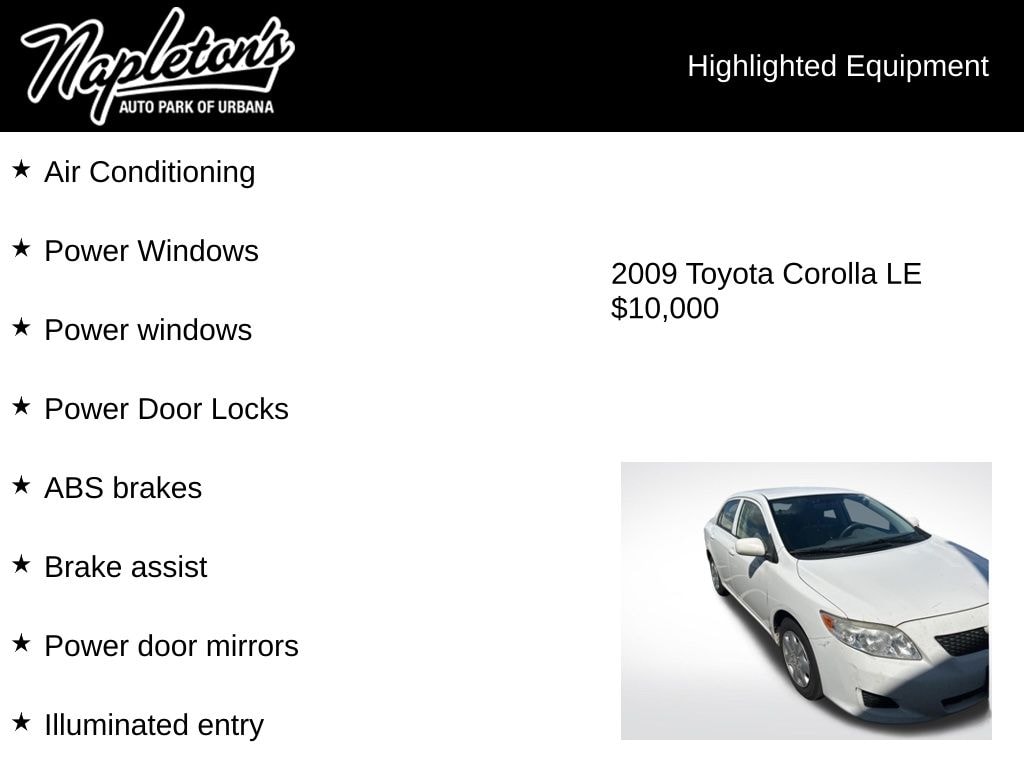 Used 2009 Toyota Corolla LE with VIN JTDBL40E79J035693 for sale in Urbana, IL