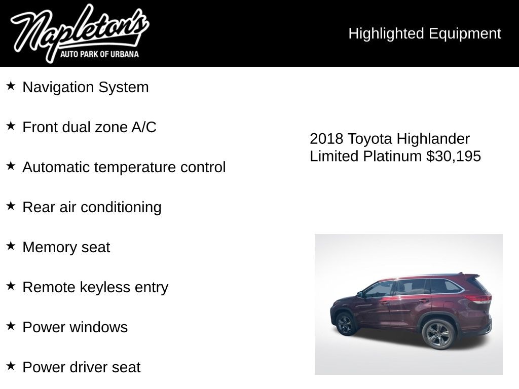 Used 2018 Toyota Highlander Limited Platinum SUV