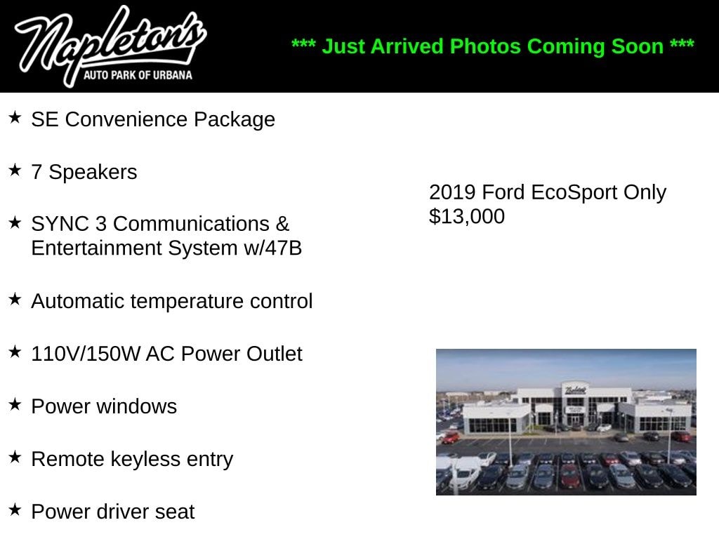 Used 2019 Ford EcoSport SE SUV