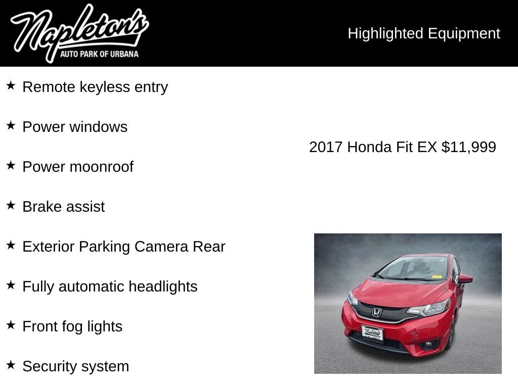 Used 2017 Honda Fit EX Hatchback