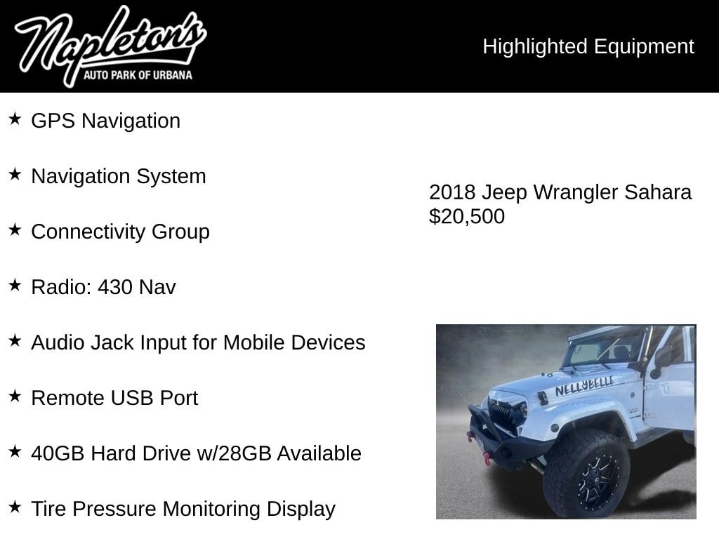 Used 2018 Jeep Wrangler JK Sahara SUV