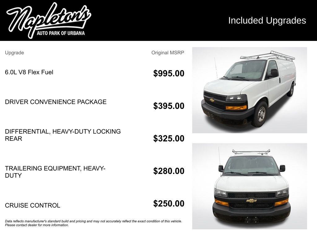 Used 2020 Chevrolet Express Cargo Work Van with VIN 1GCZGGFG5L1189274 for sale in Urbana, IL