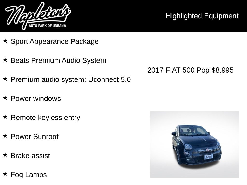 Used 2017 FIAT 500 Pop Hatchback
