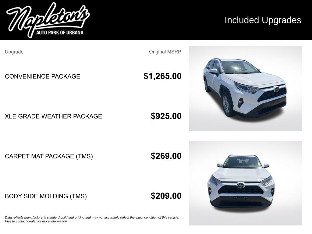 Used 2021 Toyota RAV4 XLE with VIN JTMR6RFV9MD015642 for sale in Urbana, IL