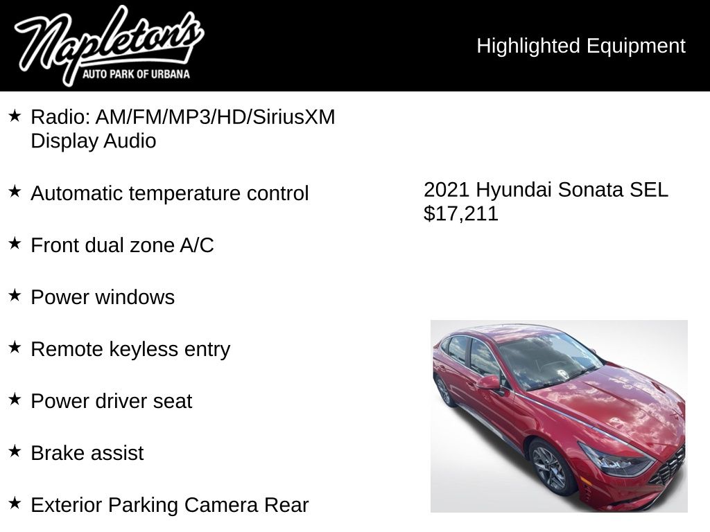 Used 2021 Hyundai Sonata SEL with VIN 5NPEL4JA4MH069035 for sale in Urbana, IL
