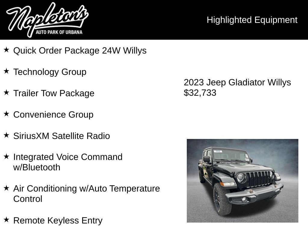 Used 2023 Jeep Gladiator Willys Truck Crew Cab