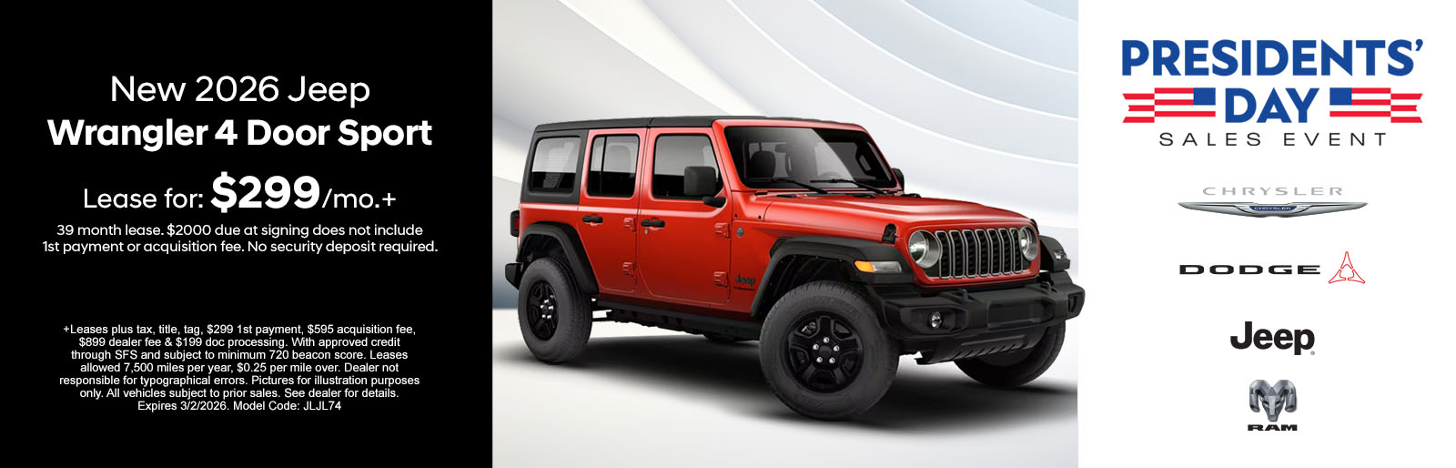 New 2026 Jeep Wrangler 4 Door Sport