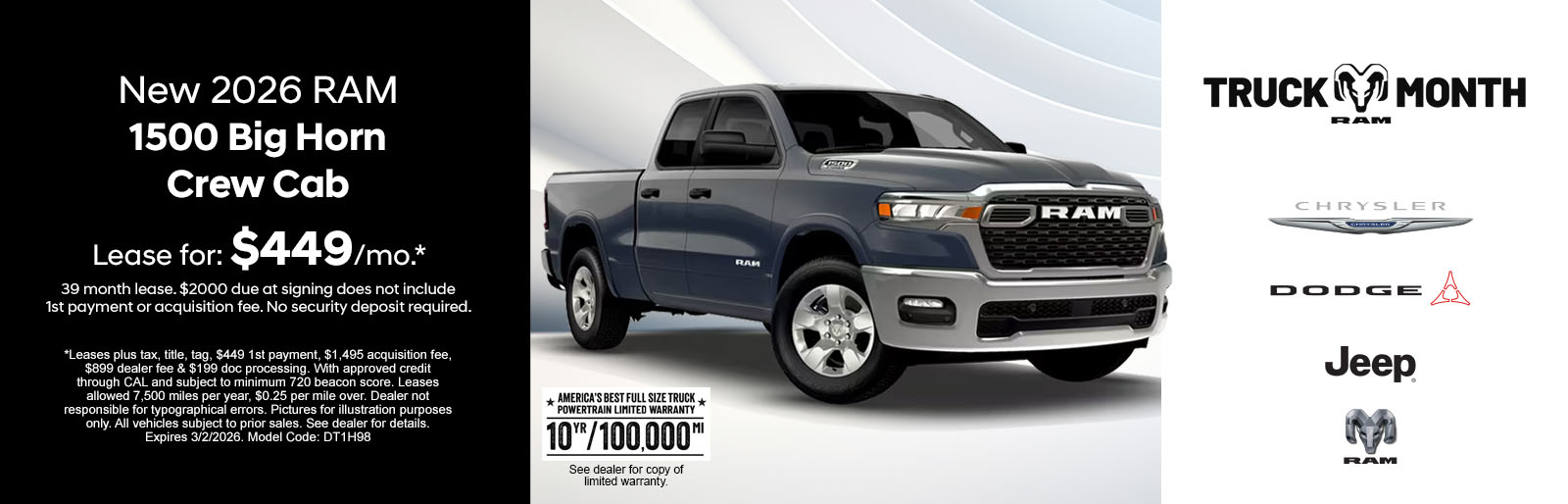 New 2026 RAM 1500 Big Horn Crew Cab