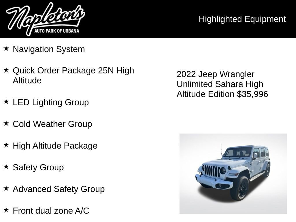 Used 2022 Jeep Wrangler Unlimited Sahara High Altitude Sport Utility