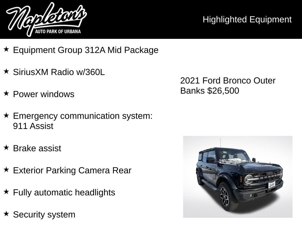 Used 2021 Ford Bronco Outer Banks Sport Utility