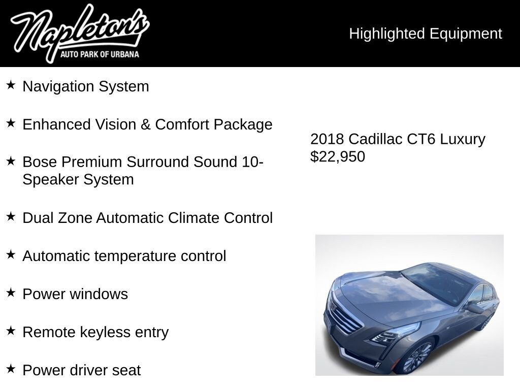 Used 2018 Cadillac CT6 2.0L Turbo Luxury Sedan