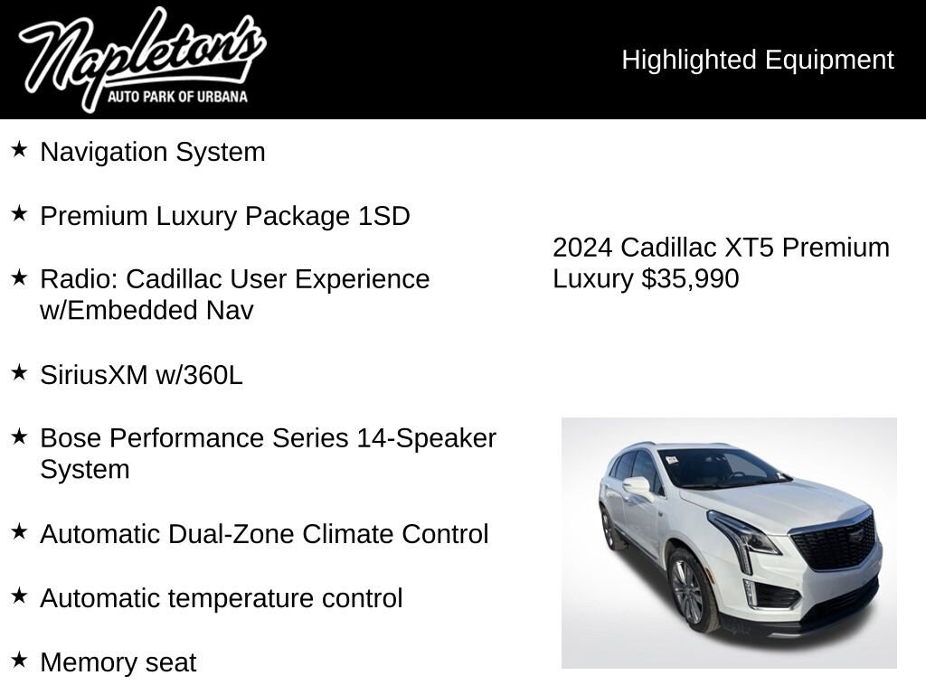 Used 2024 Cadillac XT5 Premium Luxury Sport Utility