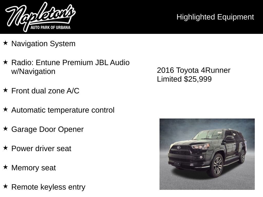 Used 2016 Toyota 4Runner Limited Sport Utility