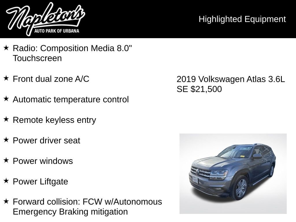 Used 2019 Volkswagen Atlas 3.6L V6 SE Sport Utility