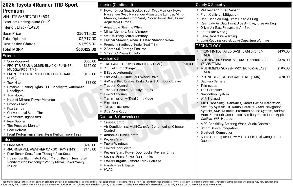 New 2026 Toyota 4Runner TRD Sport Premium SUV