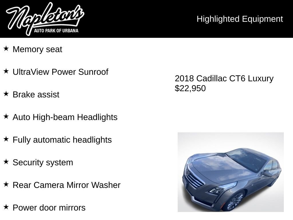 Used 2018 Cadillac CT6 2.0L Turbo Luxury Sedan