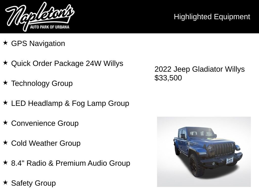 Used 2022 Jeep Gladiator Willys Truck