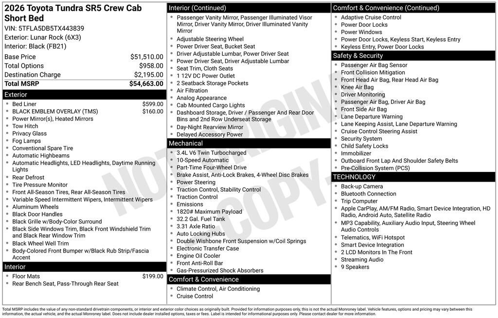 New 2026 Toyota Tundra SR5 Truck CrewMax