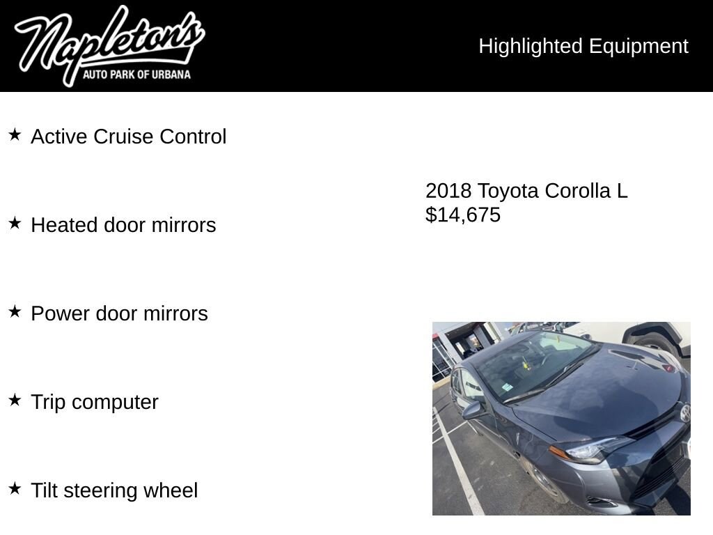 Used 2018 Toyota Corolla L Sedan