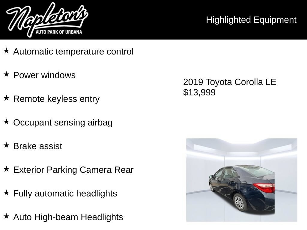 Used 2019 Toyota Corolla LE Sedan