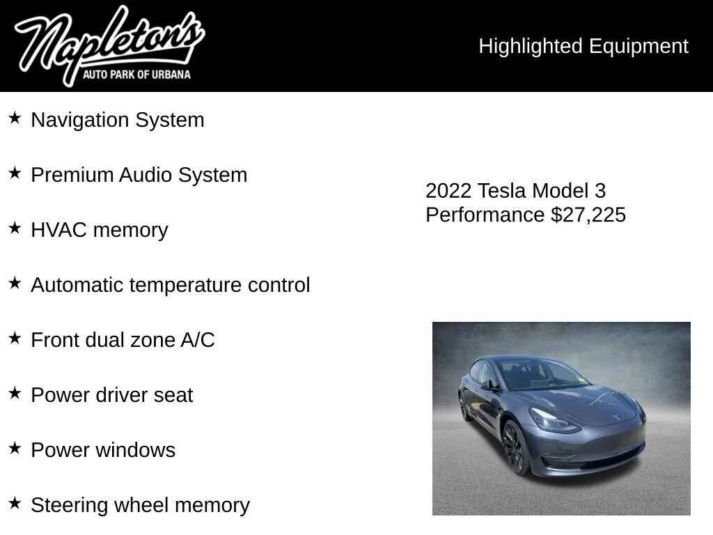 Used 2022 Tesla Model 3 Performance Sedan