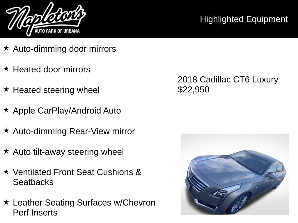 Used 2018 Cadillac CT6 2.0L Turbo Luxury Sedan