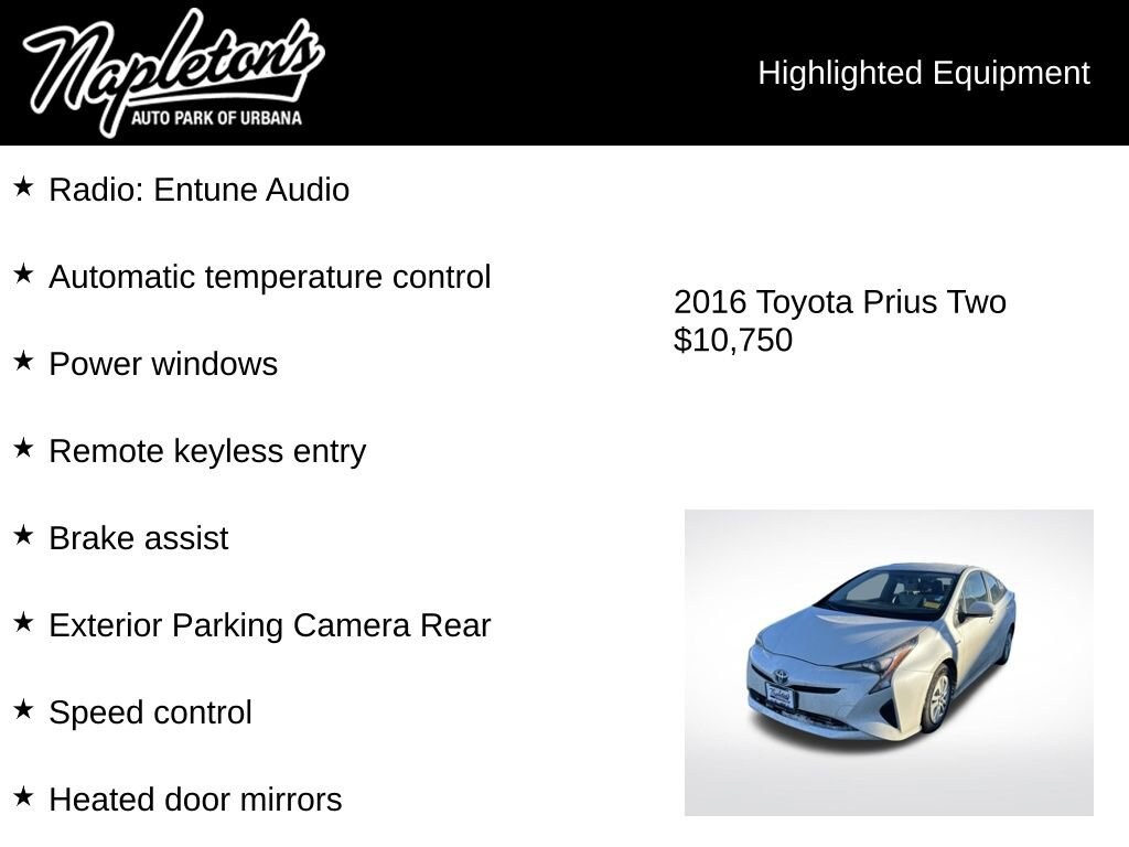 Used 2016 Toyota Prius Two Hatchback