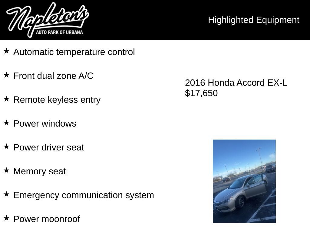 Used 2016 Honda Accord EX-L Sedan