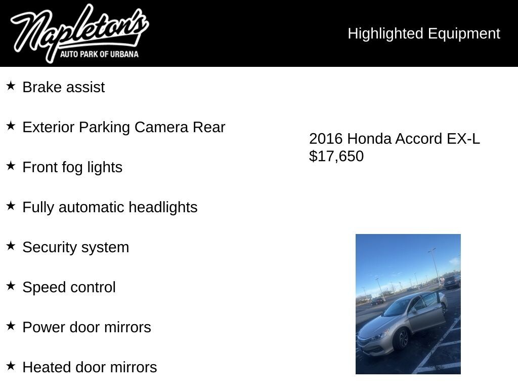 Used 2016 Honda Accord EX-L Sedan