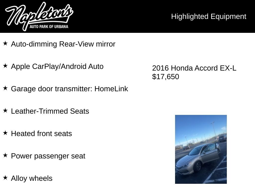 Used 2016 Honda Accord EX-L Sedan