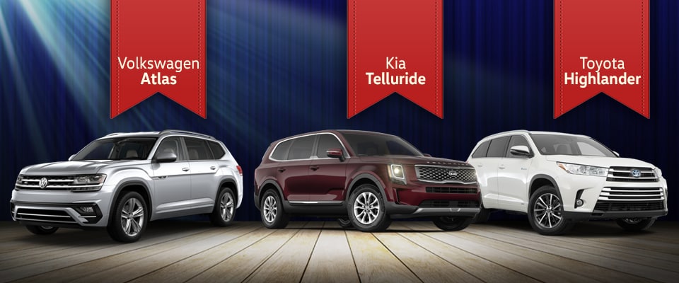 Volkswagen Atlas vs Kia Telluride vs Toyota Highlander