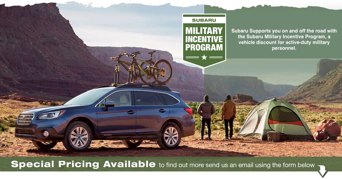 Subaru Supports you on and off the road with the Subaru Military Incentive Program, a vehicle discount for active-duty military personnel.