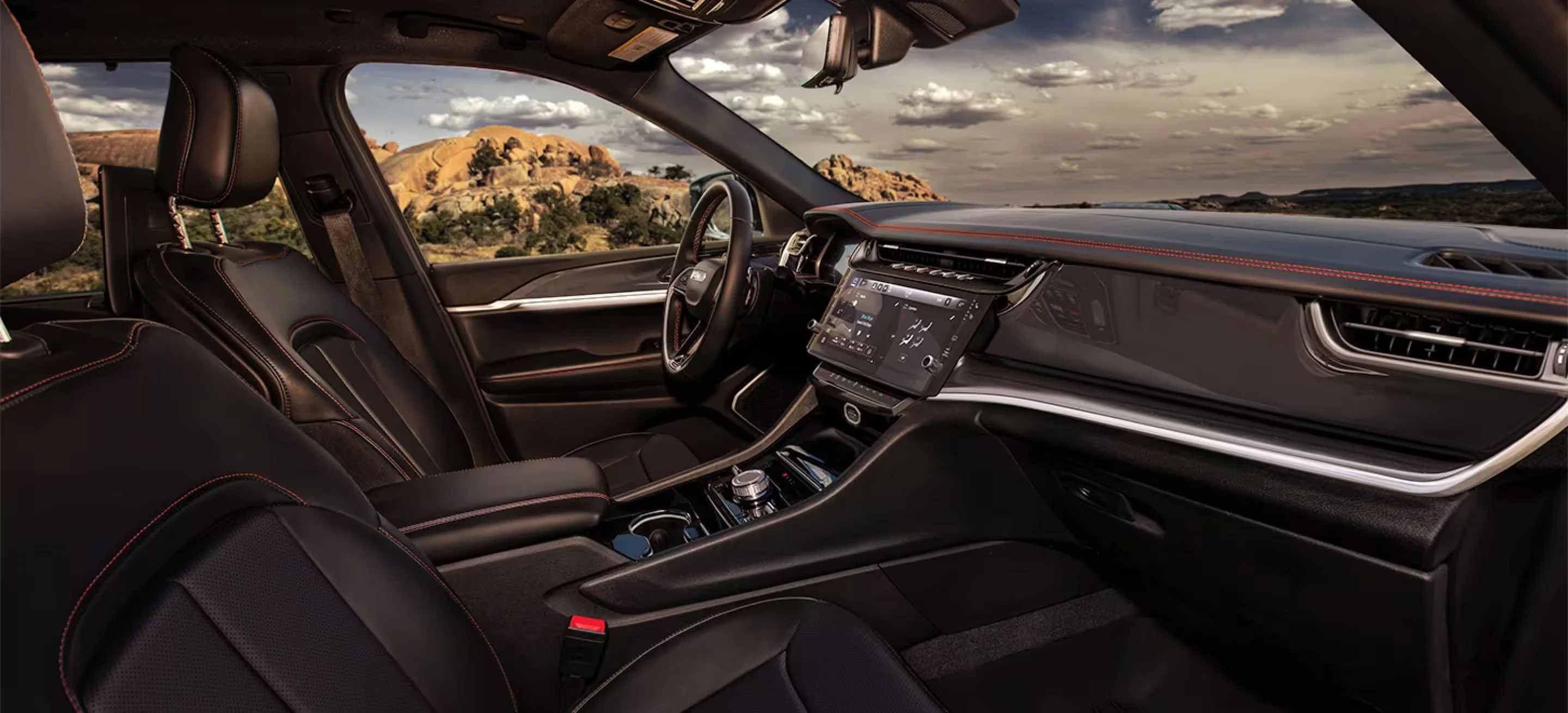 Front row of the 2026 Jeep Grand Cherokee, the daily driving position for Jacksonville, NC commuters