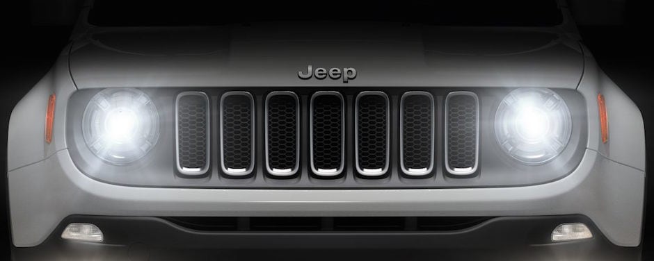 The head lights of the 2018 Jeep Renegade